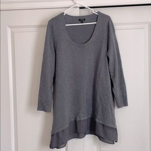 Apt 9 Gray Sweater with Chiffon Details